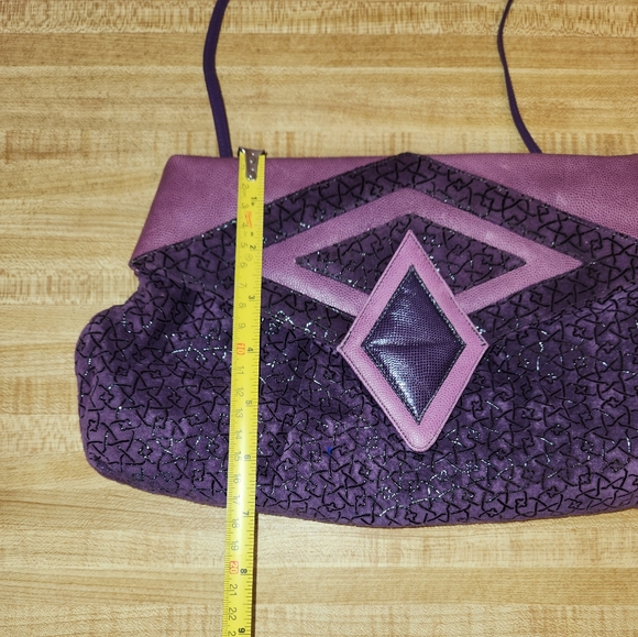 SHARIF Elegant Purple Leather & Suede Texture Women's Bag - Picture 11 of 13
